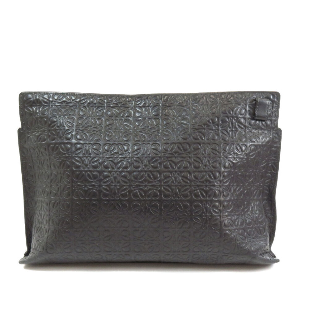 Loewe Clutch Bag Anagram Leather Shoulder Black